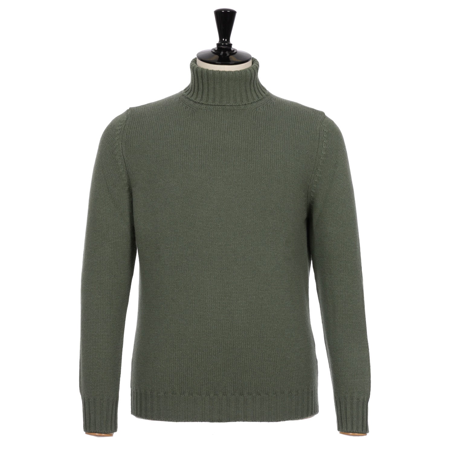 Exclusively for Michael Jondral: Olive Green Turtleneck Sweater made from Scottish 4-Ply Cashmere on